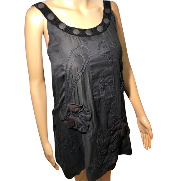 Yoana Baraschi Navy & Black Sheer Overlay Dress - Picture 4 of 8